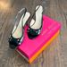 Kate Spade Shoes | Kate Spade Marisol Zebra Printed Open Toe Slingback W/Kitten Heel Size 7 Rare | Color: Black/White | Size: 7