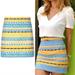 Zara Skirts | Euc Zara Woman Aztec Embroidered Jacquard Mini Skirt Yellow Blue Cream Small | Color: Blue/Yellow | Size: S