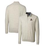 Men's Cutter & Buck Oatmeal Arkansas Razorbacks Lakemont Tri-Blend Big Tall Quarter-Zip Pullover Sweater