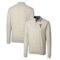 Men's Cutter & Buck Oatmeal Georgia Tech Yellow Jackets Lakemont Tri-Blend Big Tall Quarter-Zip Pullover Sweater