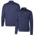 Men's Cutter & Buck Navy Michigan Wolverines Vault Big Tall Stealth Quarter-Zip Pullover Top