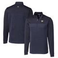 Men's Cutter & Buck Navy West Virginia Mountaineers Big Tall Traverse Stripe Stretch Quarter-Zip Pullover Top