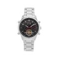 Heritor Automatic Wilhelm Semi-Skeleton Bracelet Watch w/Day/Date Silver/Black One Size HERHS2102