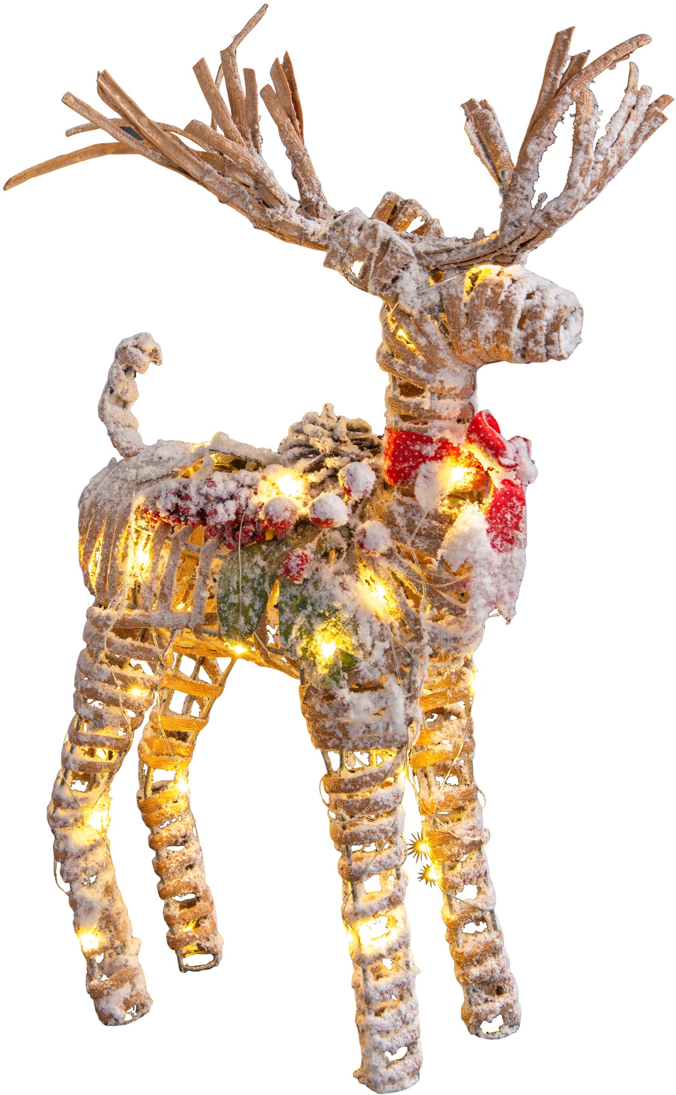 NÄVE Dekolicht "Rentier", beige (natur), 1, H: 40cm, 1 Stk., Leuchten, natur rot weiß 40x10x10cm Timer 30xLED batteriebetrieben Image