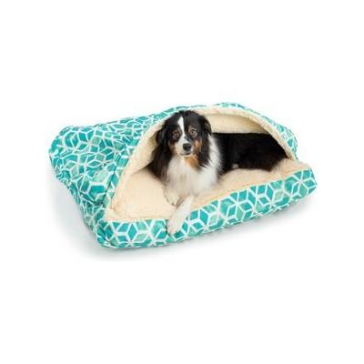 Snoozer Pet Products Rectangle Indoor & Outdoor Cozy Cave Dog & Cat Bed, Blue white, Medium