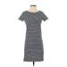 J.Crew Factory Store Casual Dress - Shift Crew Neck Short sleeves: Blue Print Dresses - Women's Size 2X-Small