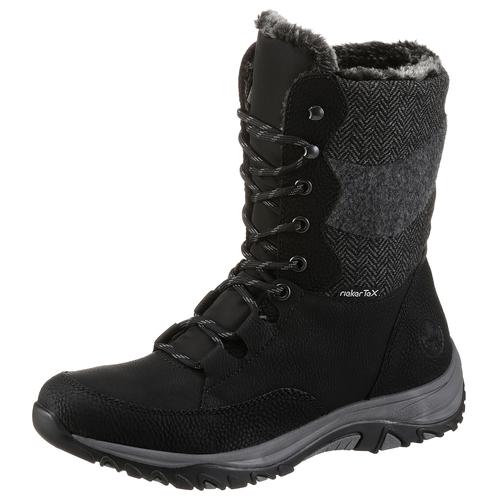 Winterboots RIEKER Gr. 38, schwarz (schwarz, kombiniert) Damen Schuhe mit kuscheligem Warmfutter