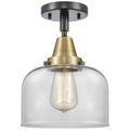 Caden Bell 8" LED Flush Mount - Black Antique Brass - Clear Shade