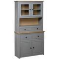 Buffet De Cuisine Buffet bas - Meuble de rangement - haut Gris 93x40,5x180 cm Pin Gamme Panama