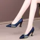 Chaussures classiques à talons hauts pour femmes escarpins confortables bleu marine cristal