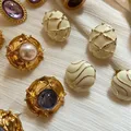 Boucles d'Oreilles Vintage Élégantes en Perles Géométriques Clip Goutte d'Huile pour Femme et