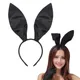 Bandeau de sauna à grandes oreilles de lapin noir cheveux d'oreille de lapin doux et sexy