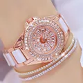 Montres en diamant pour femmes marque célèbre céramique montres-bracelets pour dames acier