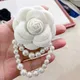 Broche fleur de camélia en tissu coréen pour femmes corsage de gland de perle broches de bijoux de