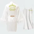 Peignoir à plumes personnalisé avec nom et date ensemble de chemise de nuit robes de mariée fête