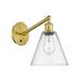 Beachcrest Home™ Shauna 1 - Light Dimmable Armed Sconce Glass/Metal in Yellow | 13.75 H x 8 W x 14 D in | Wayfair 153E4D4D5C684349B765A8A83FFC3F1E