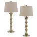 Noah 33 Inch Accent Table Lamp Set of 2, Turned Pedestal Base, Silver