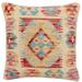 Southwestern White Turkish Hand-Woven Kilim Pillow - 18'' x 18''