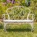 One Allium Way® Psyllatos Powder Coated Iron Garden Outdoor Bench Metal in White | 39 H x 45.7 W x 21.65 D in | Wayfair