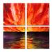 Red Barrel Studio® Bright Red Sunset Over Ocean - Modern Canvas Wall Art Print 4 Piece Set in Black/Orange/Red | 32 H x 32 W x 1 D in | Wayfair