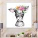 Trinx Cute Cartoon Cow Floral Portrait - Children"s Art Canvas Wall Decor Canvas, Cotton in Gray/Pink | 30 H x 30 W x 1 D in | Wayfair