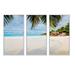 Highland Dunes Summer Beach w/ Palm Leaves - Sea & Shore Framed Canvas Wall Art Set Of 3 Canvas, Wood in White | 20 H x 36 W x 1 D in | Wayfair