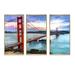 Highland Dunes Golden Gate In San Francisco - Pier & Bridge Framed Canvas Wall Art Set Of 3 Metal in Blue/Orange/Red | 32 H x 48 W x 1 D in | Wayfair