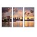 Ebern Designs New York City Skyline Under Dark Clouds - Cityscape Framed Canvas Wall Art Set Of 3 Canvas, in White | 28 H x 36 W x 1 D in | Wayfair
