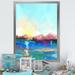 Wrought Studio™ Abstract Paintbrush Coastal Landscape - Traditional Canvas Wall Decor Metal in Blue/Pink | 32 H x 16 W x 1 D in | Wayfair