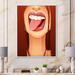 House of Hampton® Sensual Lips Of Glamour Woman Portrait VI - Glam Canvas Wall Decor Metal in Brown/Red | 40 H x 30 W x 1.5 D in | Wayfair