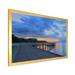 Highland Dunes Wood Bridge Path At Beach - Nautical & Coastal Canvas Wall Decor Canvas in Black/Blue | 16 H x 32 W x 1 D in | Wayfair