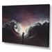 Highland Dunes Woman Walking Through Parted Sea - Traditional Canvas Artwork Canvas in Black/Gray/Orange | 30 H x 40 W x 1.5 D in | Wayfair