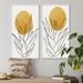 Winston Porter Yellow Botanical Abstract Leaves II - 2 Piece Painting Set Canvas in White/Yellow | 20 H x 24 W x 1 D in | Wayfair