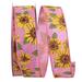 The Holiday Aisle® Sunflowers All Around Linen Wired Edge Ribbon Fabric in Pink/Yellow | 1.5 H x 720 W in | Wayfair