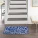 Blue/Navy 84 x 60 x 1 in Area Rug - Winston Porter Rectangle Ilario Floral Machine Woven Area Rug in Navy/White | 84 H x 60 W x 1 D in | Wayfair