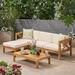 Gracie Oaks Barcomb Outdoor 5 Piece Sectional Seating Group w/ Cushions Wood/Natural Hardwoods in Brown/White | Wayfair