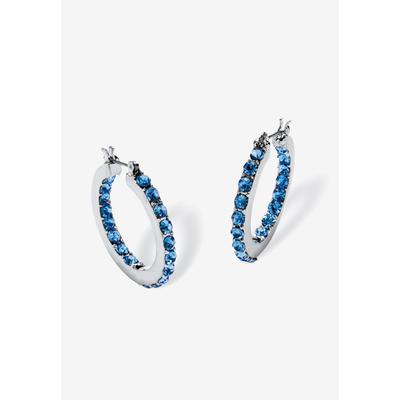 Women's Birthstone Inside-Out Hoop Earrings In Silvertone (31Mm) by PalmBeach Jewelry in March