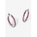 Women's Birthstone Inside-Out Hoop Earrings In Silvertone (31Mm) by PalmBeach Jewelry in October