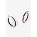Women's Birthstone Inside-Out Hoop Earrings In Silvertone (31Mm) by PalmBeach Jewelry in February