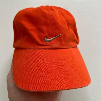 Nike Accessories | 031 - Vintage 00s Nike Air Swoosh Embroidered Mini Logo Strap Back Cap Hat | Color: Orange/Silver | Size: Os