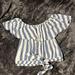 American Eagle Outfitters Tops | American Eagle Blue And White Striped Off The Shoulder Top | Color: Blue/White | Size: Xs