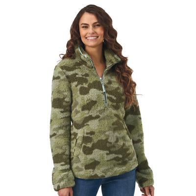 K Jordan Favorite 1/2-Zip Sherpa Pullover (Size 1X) Green Camouflage, Polyester