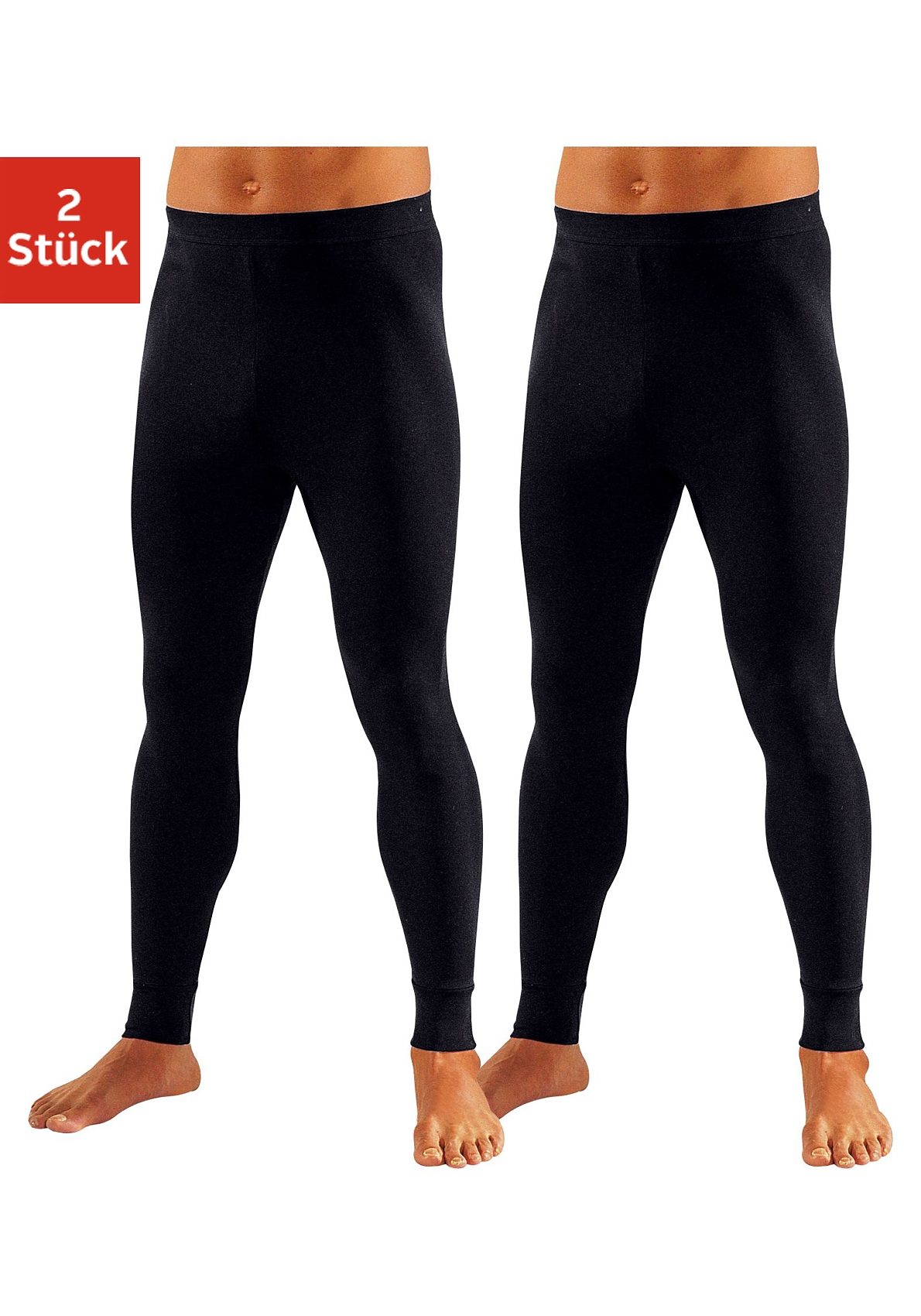 Lange Unterhose CLIPPER, Herren, Gr. 4, schwarz, Feinripp, Obermaterial: 100% Baumwolle, unifarben, eng, Unterhosen, aus weichem Single Jersey Image