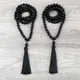 Colliers en pierre d'onyx noir 6/8mm brillant et mat perles nouées pour femmes et hommes Yoga