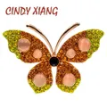 CINDY XIANG-Broches Papillon Strass pour Femme Broche Opale Insecte Bijoux Fantaisie 3 Couleurs