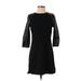 Sanctuary Casual Dress - Sheath Crew Neck 3/4 sleeves: Black Solid Dresses - Women's Size Small