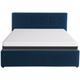 Lit coffre velours bleu foncé 140x190 + Matelas ressorts ensachés 19cm