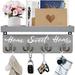 KOVOME Wall Mounted Key & Mail Rack w/ Key Hooks & Mail Storage Wood/Solid Wood in Gray | 6.1 H x 14.7 W x 4 D in | Wayfair B09655WN2V.2Gray