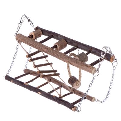 Wood Hanging Bridge for Small Pets 27x17x7cm (LxWxH)