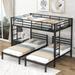 Nestfair Full over Twin&Twin Size Bunk Bed with Built-in Shelf